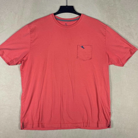 Tommy Bahama Relaxed Mens XL Crewneck Short Sleeve Pocket Relaxed Fit Orange‎ - Picture 1 of 11